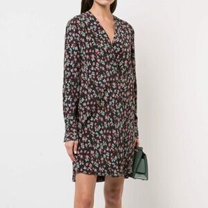 Rag & Bone Shields Black Floral Printed Silk Dress